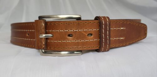 Ceinture Cuir Pleine Fleur Homme Beige Fait Main