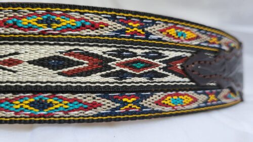 Ceinture Cuir Brodée Unisexe Multicolore Fait Main