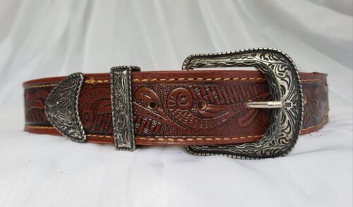 Ceinture Cuir Brodée Unisexe Multicolore Fait Main