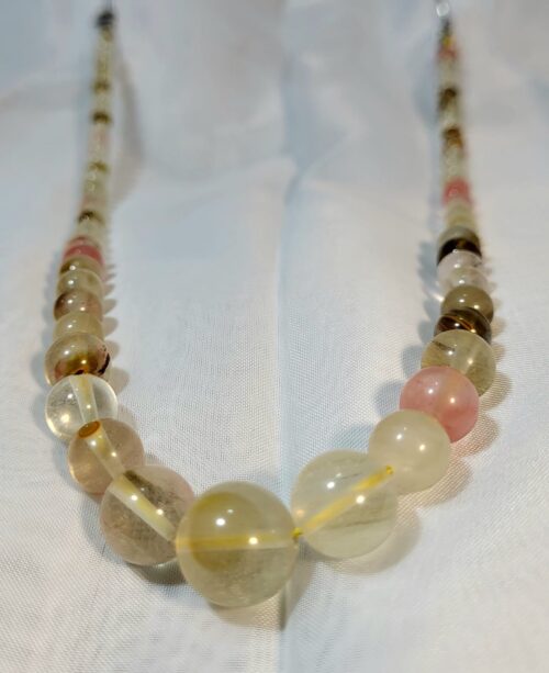 Collier Citrine Naturelle & Quartz Rose Fait Main