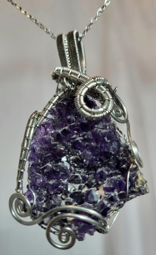 Pendentif Améthyste Brute Wire-Wrap Argent
