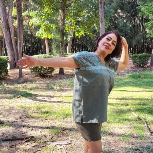 Haut Traditionnel Mexicain Tissé Vert sombre