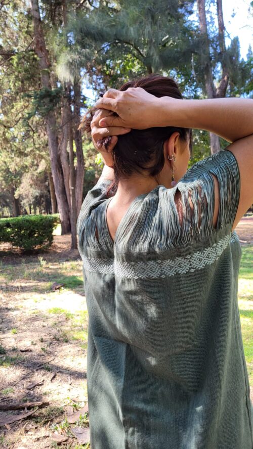 Haut Traditionnel Mexicain Tissé Vert sombre