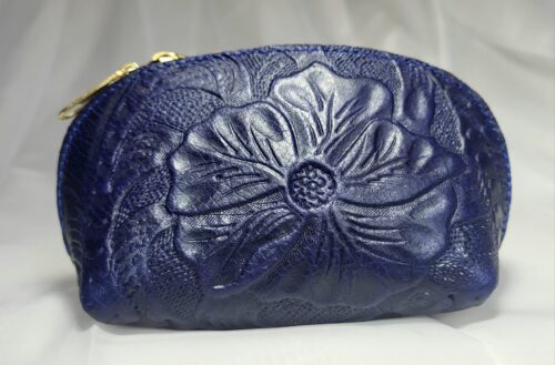 Porte-Monnaie Cuir Bleu marine Artisanat Mexicain