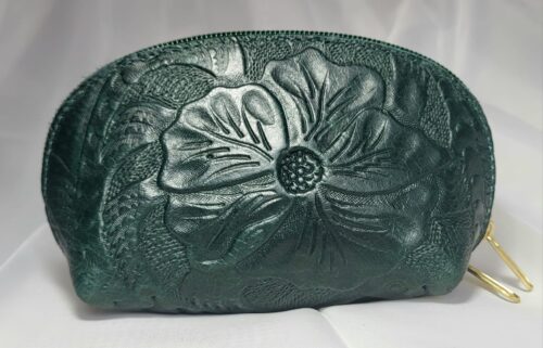 Porte-Monnaie Cuir Vert Artisanat Mexicain