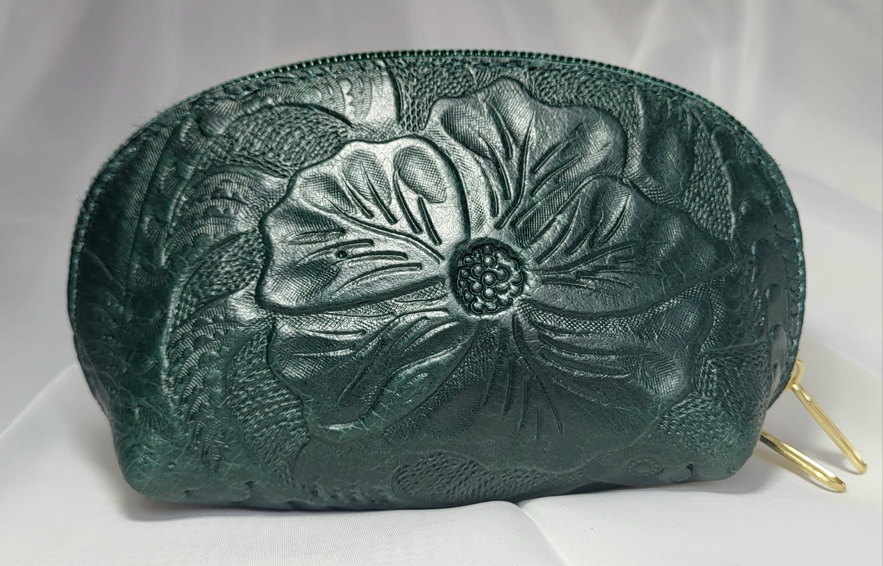 Porte-Monnaie Cuir Vert Artisanat Mexicain