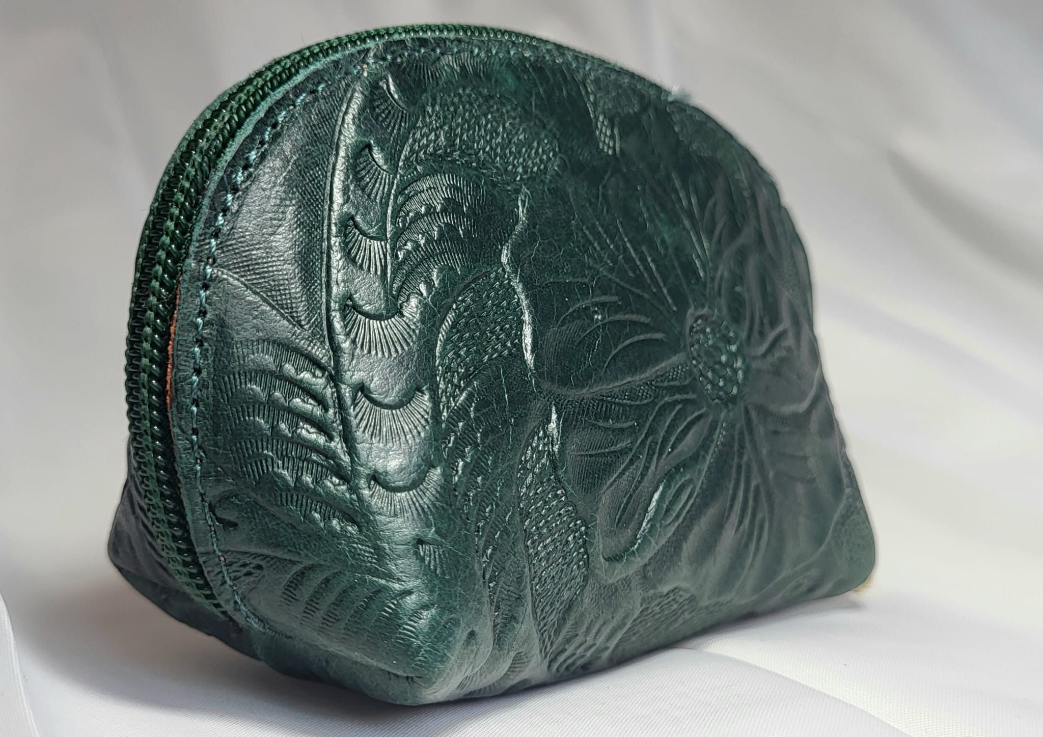 Porte-Monnaie Cuir Vert Artisanat Mexicain