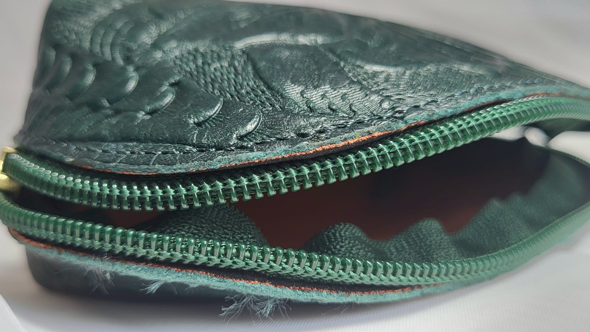 Porte-Monnaie Cuir Vert Artisanat Mexicain
