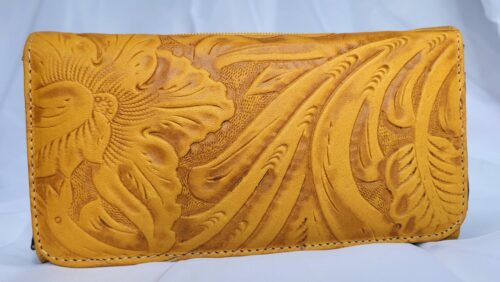Portefeuille Cuir Moutarde Artisanat Mexicain