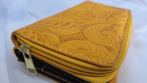 Portefeuille Cuir Moutarde Artisanat Mexicain