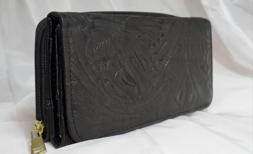 Portefeuille Cuir Noir Artisanat Mexicain