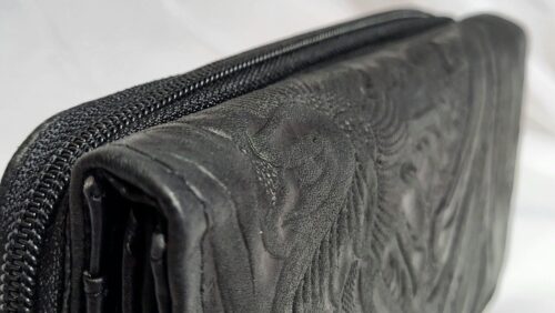 Portefeuille Cuir Noir Artisanat Mexicain