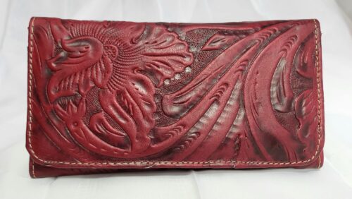Portefeuille Cuir Bordeaux Artisanat Mexicain