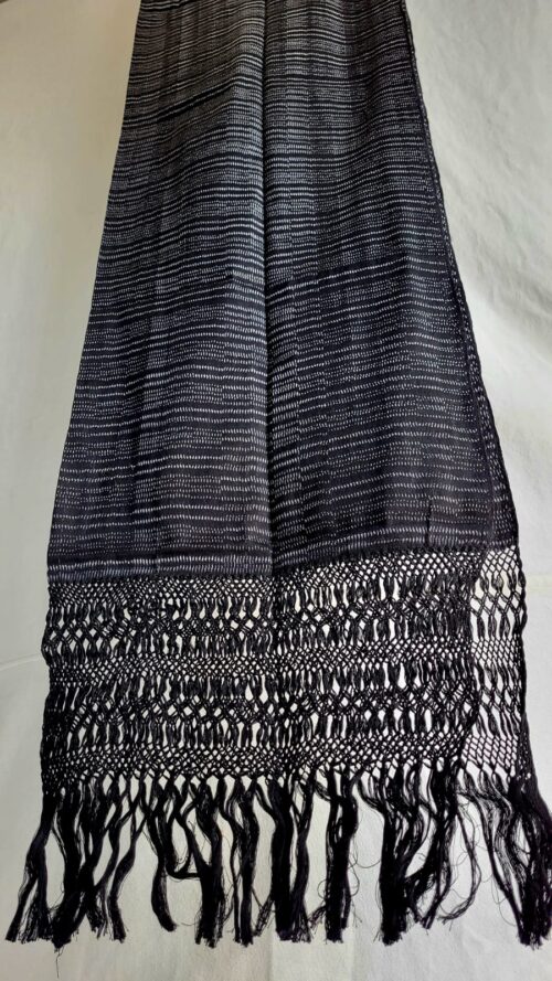 Châle Foulard Coton Tissé Noir et blanc Fait Main