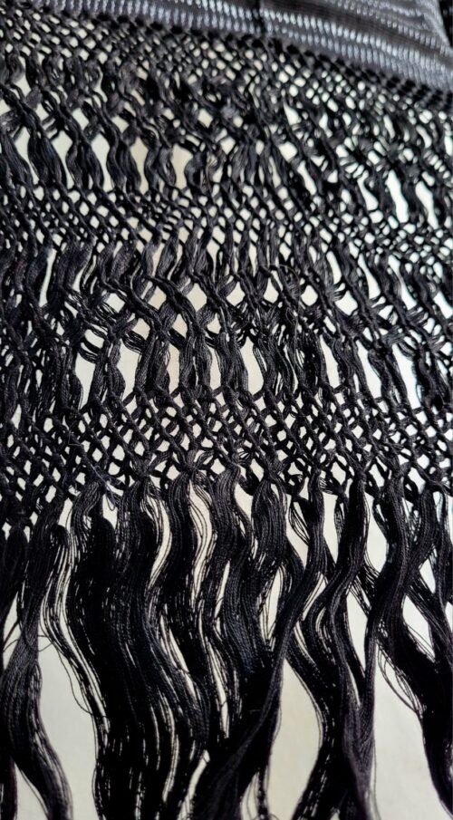 Châle Foulard Coton Tissé Noir et blanc Fait Main