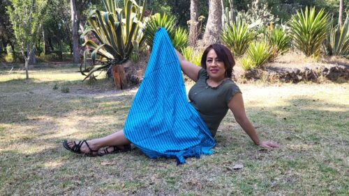 Châle Foulard Coton Tissé Bleu clair et foncé