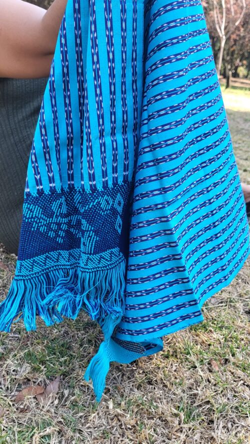 Châle Foulard Coton Tissé Bleu clair et foncé