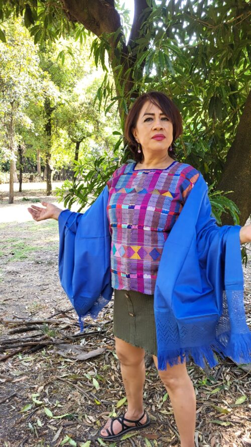 Châle Foulard Coton Tissé Bleu foncé Mexique