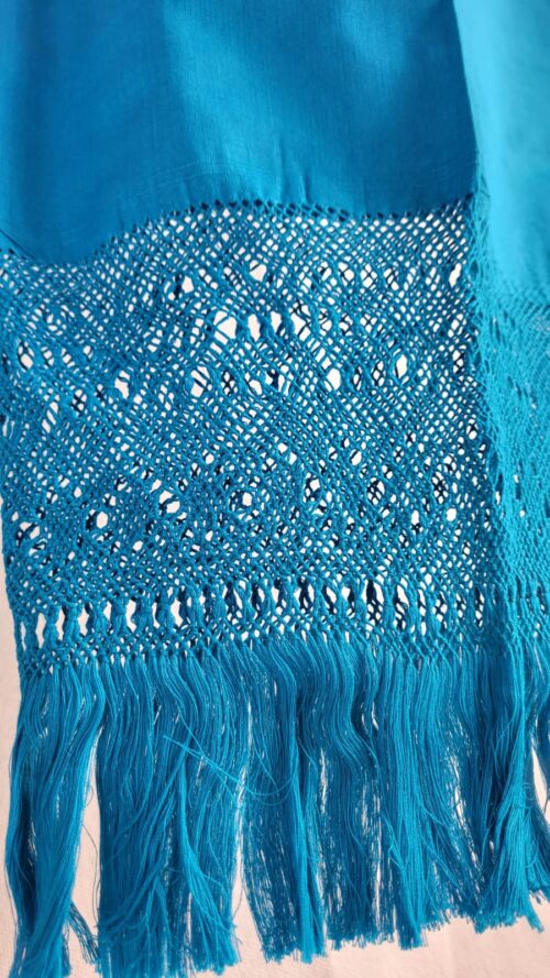 Châle Foulard Coton Tissé Bleu clair Mexique