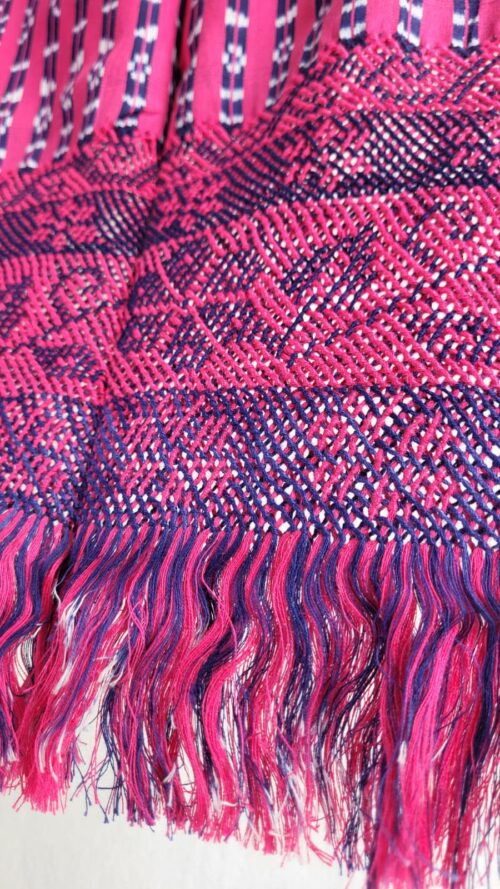 Châle Foulard Coton Rose et bleu Shakiras Fait Main