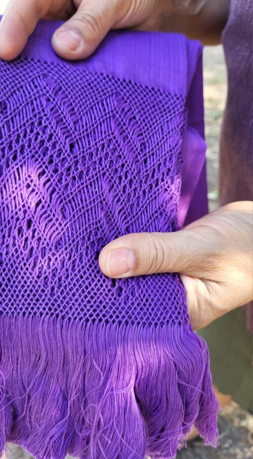 Châle Foulard Coton Tissé Violet Mexique Fait Main