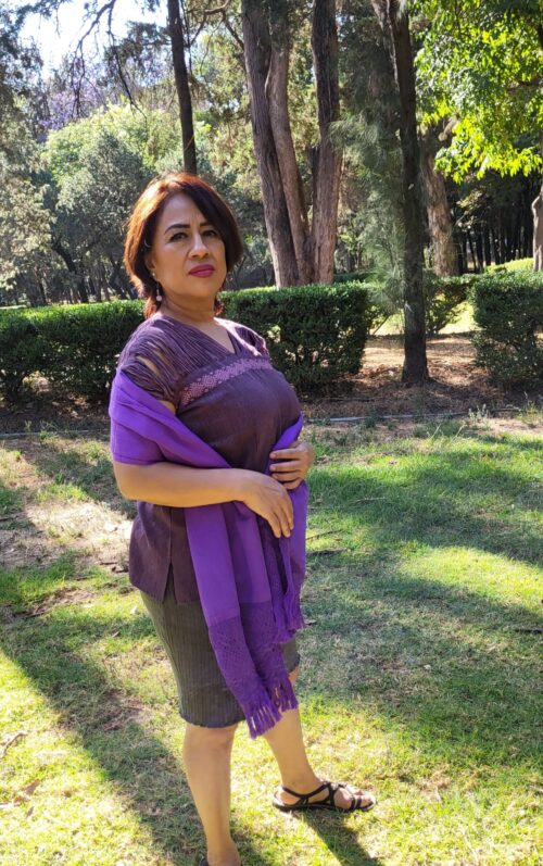 Châle Foulard Coton Tissé Violet Mexique Fait Main