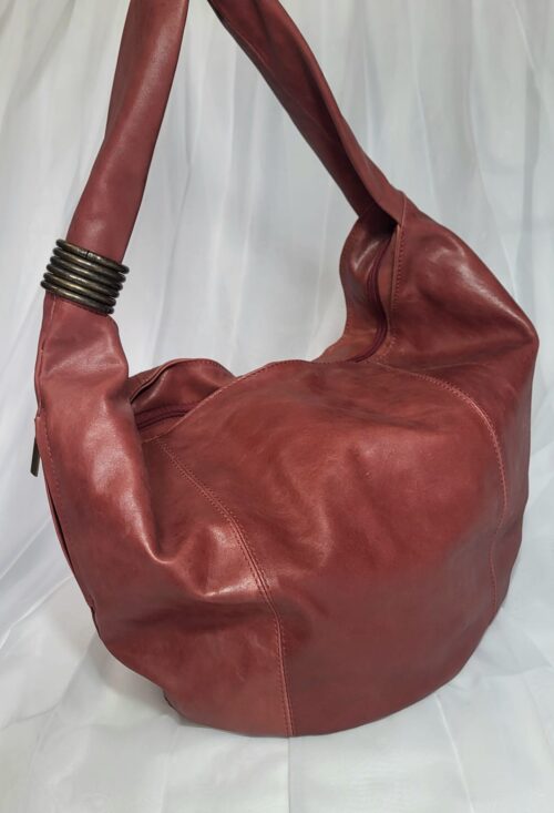 Grand Sac Cuir Rouge Artisanat Mexicain
