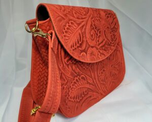 Sac Cuir Rouge Artisanat Mexicain Bandoulière