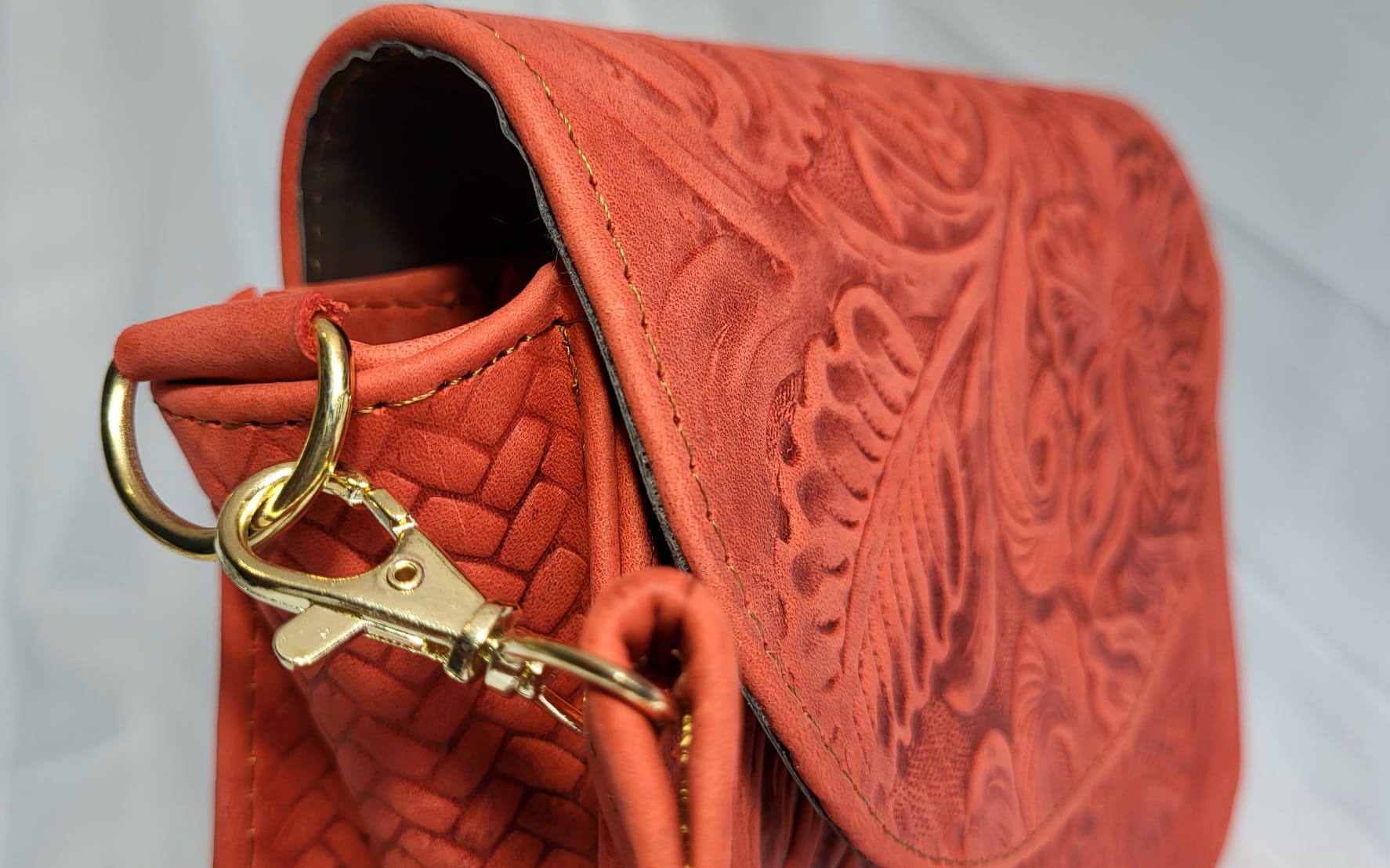 Sac Cuir Rouge Artisanat Mexicain Bandoulière