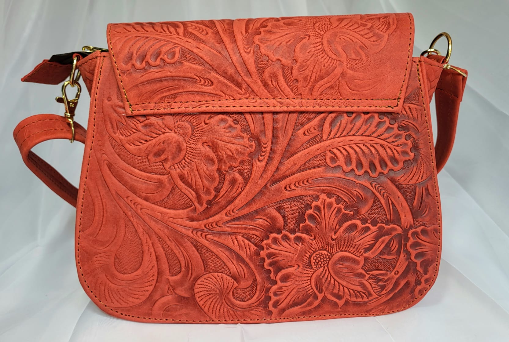 Sac Cuir Rouge Artisanat Mexicain Bandoulière