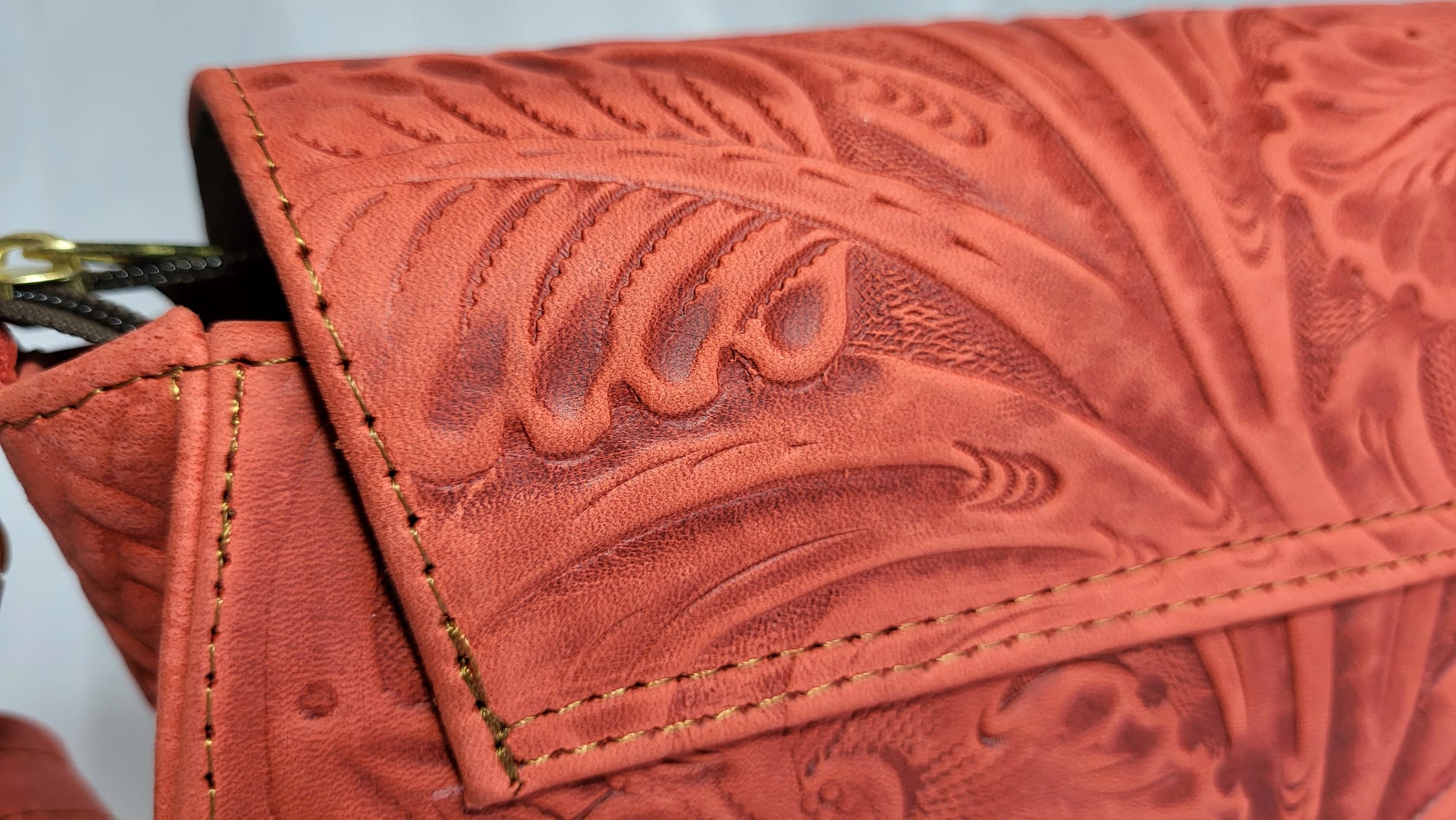 Sac Cuir Rouge Artisanat Mexicain Bandoulière