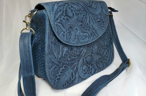 Sac Cuir Bleu Nuit Artisanat Mexicain
