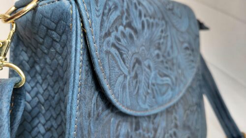 Sac Cuir Bleu Nuit Artisanat Mexicain