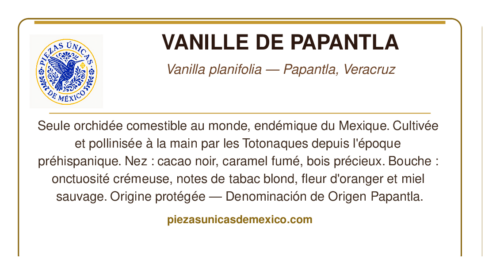 Étiquette Vanille de Papantla — Vanilla planifolia, Veracruz, Mexique