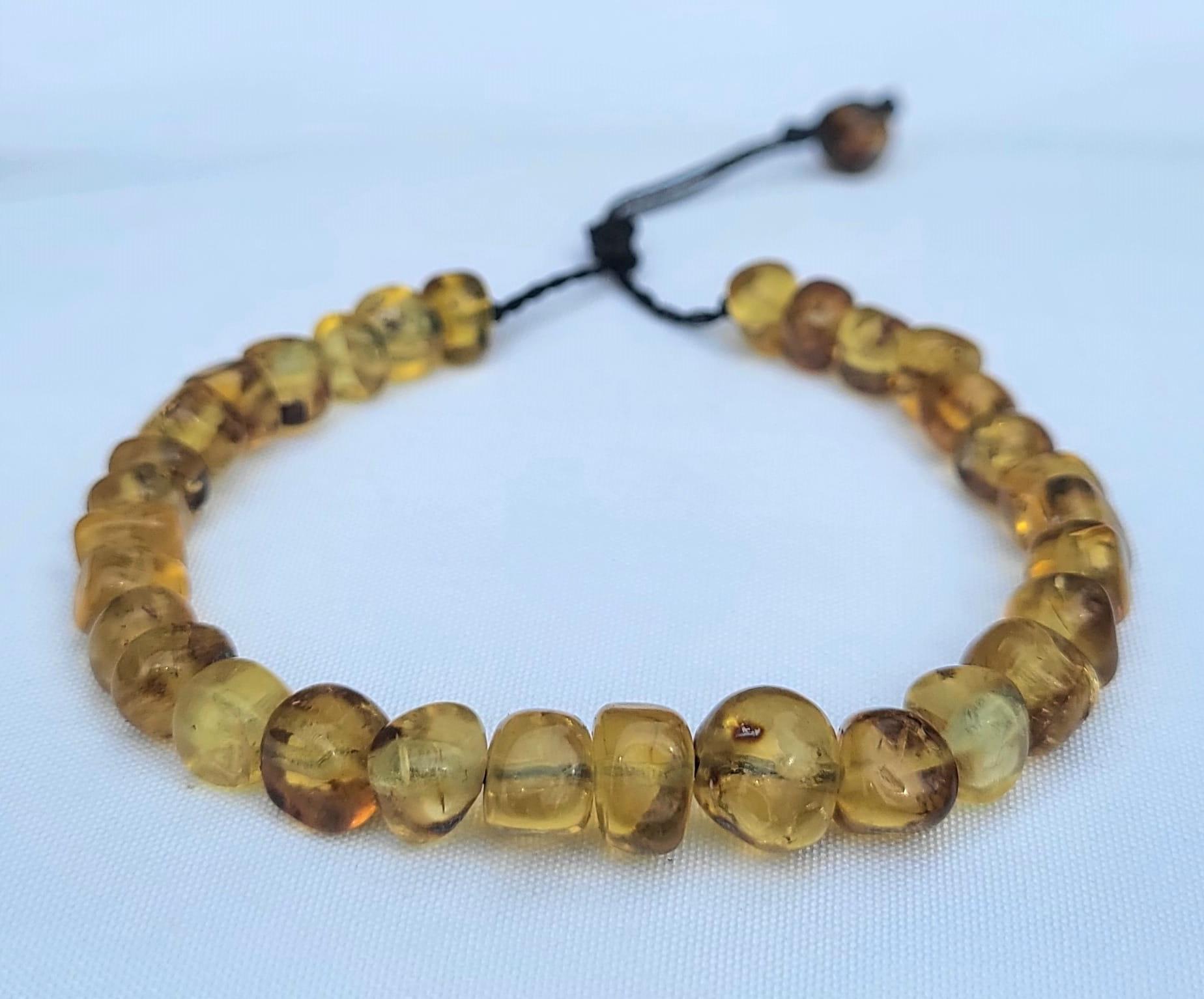 Bracelet Ambre Doré Perles Baroques du Chiapas - Pierre Naturelle Fait Main Mexique Femme